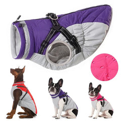 Waterproof Pet Jacket with Harness Winter Warm Coat for Small to Large Dogs