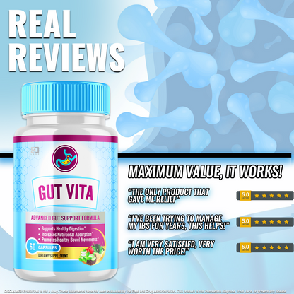 (3 Pack) Gut Vita, Gut Vita Digestion & Gut Health Probiotic (180 Capsules)