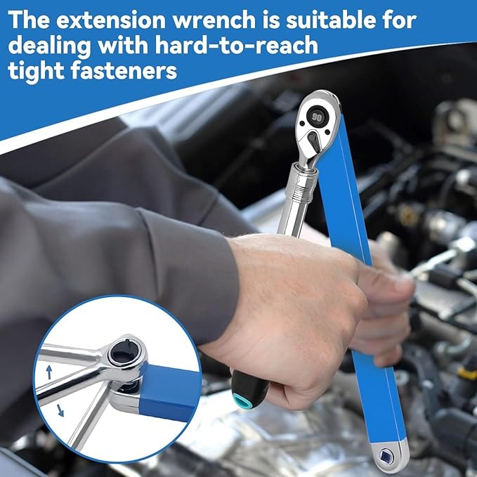 Offset Extension Wrench,15 Inch Impact Ready Socket Wrench Extender Tool Set