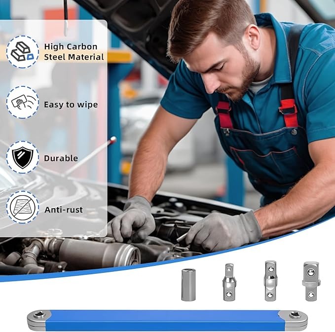 Offset Extension Wrench,15 Inch Impact Ready Socket Wrench Extender Tool Set