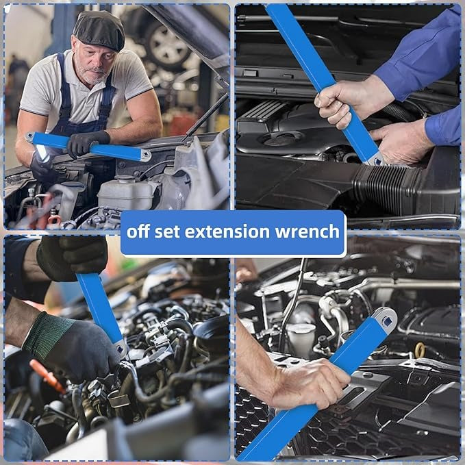 Offset Extension Wrench,15 Inch Impact Ready Socket Wrench Extender Tool Set