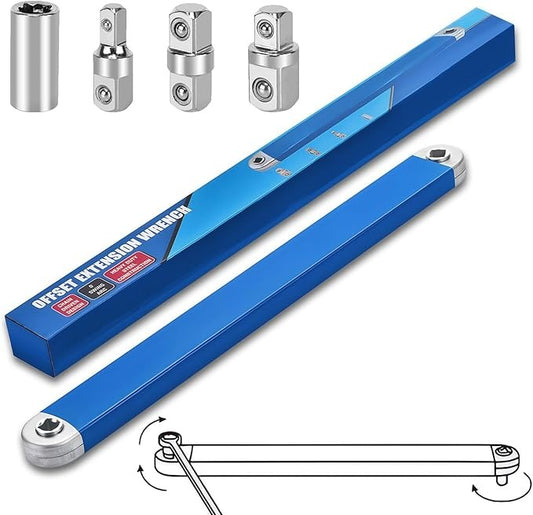 Offset Extension Wrench,15 Inch Impact Ready Socket Wrench Extender Tool Set