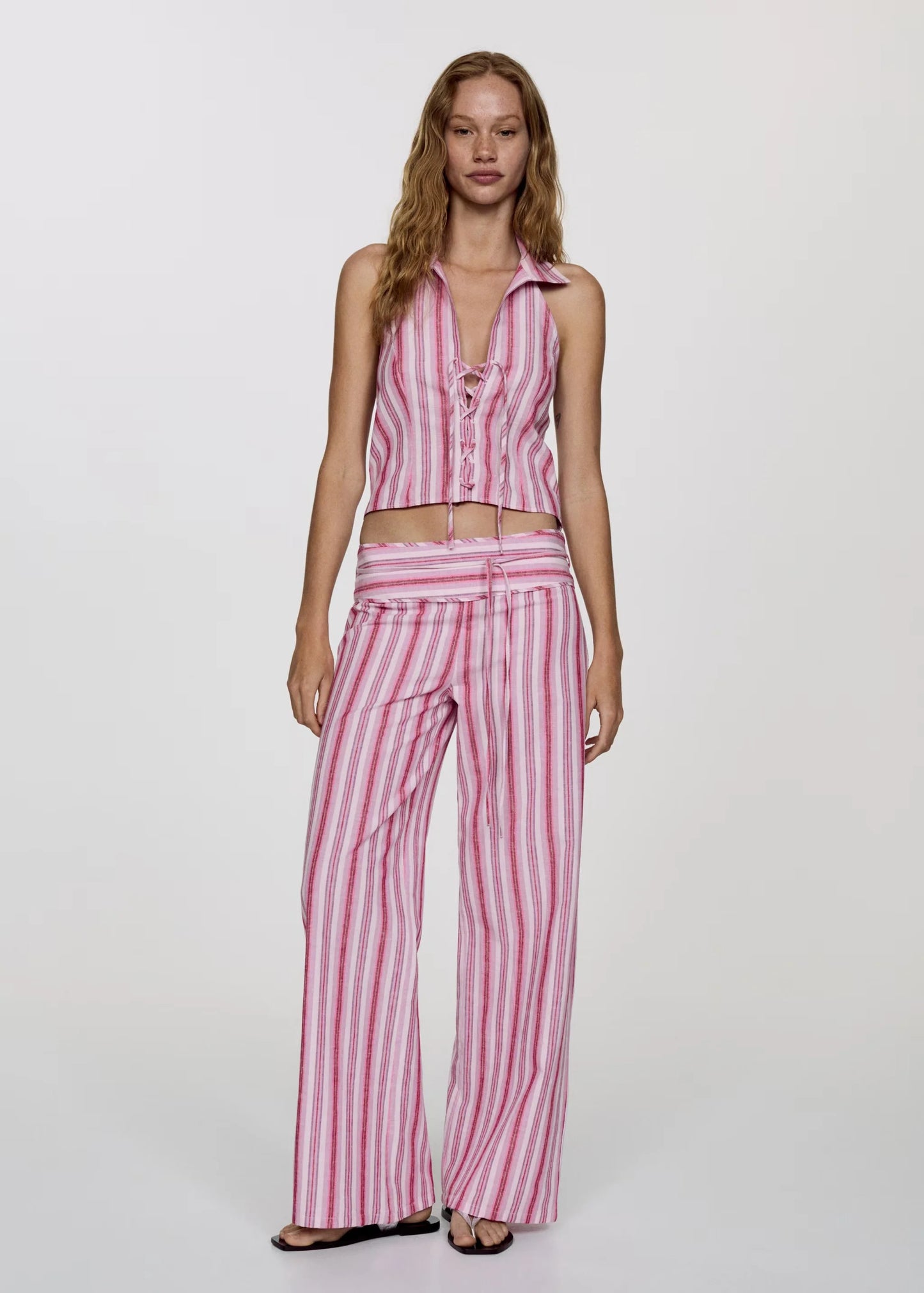 PINK STRIPES PRINTED SET