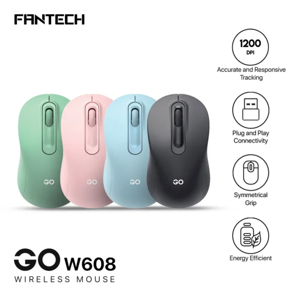 Fantech Go W608 Wireless Mouse – Pink Color - Image 2