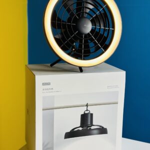 JISULIFE FA17 Rechargeable Fan with LED Light and Table Tripod- Black Color