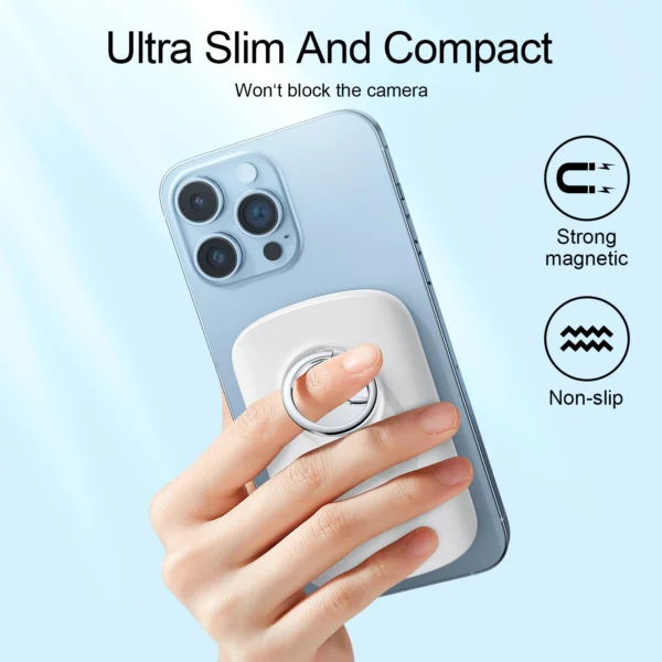 Joyroom JR-W030 20W 6000mAh Magnetic Wireless Power Bank with Ring Holder- Black Color - Image 2