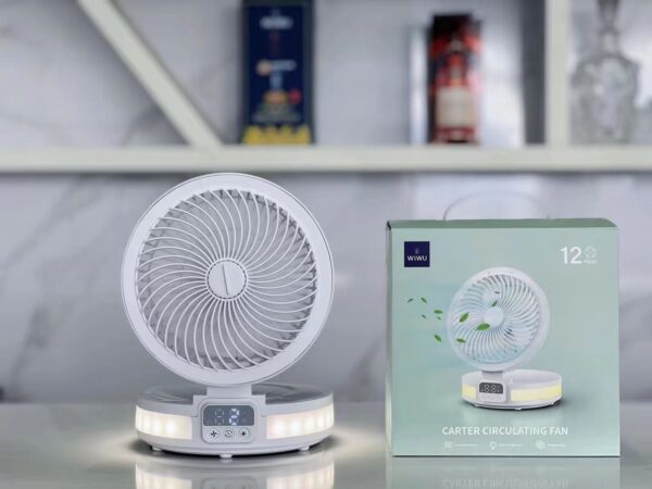WiWu FS05 Rechargeable fan (4000mAh battery, LED Display Controll Panel)- White Color - Image 2
